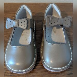L'Amour Brown Kids Dress Shoes with Bow